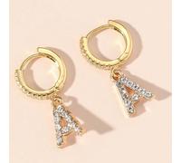 1 Coppia di eleganti orecchini pendenti con lettera 26 in colore oro e zirconia, orecchini iniziali adatti come regalo per amici e compagni di he esaltano il fascino femminile grazioso e raff