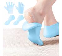 1 Coppia di guanti idratanti per mani blu, per pelli secche e screpolate, strumento per ammorbidire ed esfoliare piedi e mani, in gel di silicone morbido, per riparare la pelle, riutilizzabili, adatti