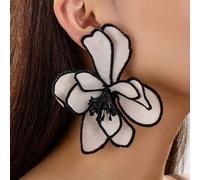 1 Coppia di nuovi orecchini eleganti dal design floreale, multistrato in tessuto 3D, dolci e raffinati, orecchini di lusso personalizzati per le donne per San Valentino BiancoPoliammide