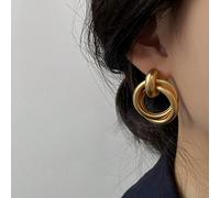 1 coppia Di nuovi orecchini geometrici esagerati per donne, orecchini a cerchio sottili in tono oro opaco, accessori per le orecchie circolari vintage adatti per uso quotidiano e da festa Tagli UnicaL