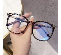 1 Coppia di Occhiali da vista alla moda da donna con montatura rotonda e stampa leopardata, accessori casual per uso quotidiano PC