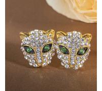 1 Coppia di orecchini a bottone dorati e leopardati personalizzati per donna, stile retrò alla moda, ottimi per vacanze, feste e uso quotidiano, regalo per la festa della mamma (senza scatola) Tagli U