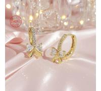 1 Coppia di Orecchini a Cerchio in Argento Sterling 925 Ipoallergenici con Zirconia Cubica a Forma di Cuore e Fiocco, Sognanti e Scintillanti, Confezione Regalo, Orecchini per Ragazze, Regalo per Comp