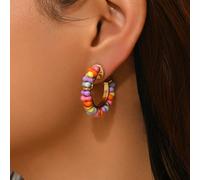 1 Coppia di orecchini a forma di C eleganti e alla moda in resina colorata al cioccolato, fatti a mano, adatti per le donne da indossare a feste e gale per abbinare bei vestiti. Alcuni materiali sono 