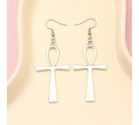 1 Coppia di orecchini a goccia con ciondolo a forma di croce di Ankh, per donna, gioielli vintage, accessori grandi e lunghi, regali per le vacanze AttraversoLega di zinco