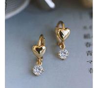 1 Coppia di orecchini a goccia in argento sterling 925 con cerchi doppi a forma di cuore e zirconi, regalo elegante di gioielli per donne, amici, compleanni, festività Argento 925