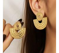 1 Coppia di orecchini ad anello dalla texture liscia e alla moda, pendenti in metallo pesante, eleganti e adatti all'uso quotidiano casual per le donne, gioielli di lusso e dall'aspetto esagerato Tagl