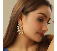 1 coppia di orecchini alla moda dalla forma asimmetrica a ventaglio esagerata - orecchini in stile retrò in metallo unici, ideali come regalo per la fidanzata Tagli UnicaFerro