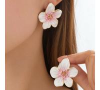 1 Coppia Di Orecchini Carini E Dolci Con Fiore A Cinque Petali In Smalto Rosa Chiaro, Stile Giovanile, Adatti Per Vacanze, Appuntamenti, Viaggi, Regalo Di Compleanno Per Sorelle E Migliori Amiche Tagl