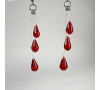 1 Coppia Di Orecchini Di Ognissanti Alla Moda Con Gocce Di Finto Sangue Scuro, Orecchini Fatti A Mano In Resina UV Adatti Per Uso Quotidiano, Feste, Vacanze Delle Donne, Regalo Di Ognissanti Tagli Uni