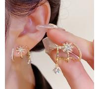 1 Coppia di orecchini eleganti da sposa con pendenti a nappina, decorazione a tre artigli a forma di ottagono brillante, adatti come gioielli da matrimonio da regalare alle signore Lega di zinco