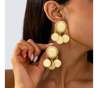 1 Coppia di Orecchini Eleganti Vintage con Moneta d'Oro, Accessori da Donna per Uso Quotidiano, Feste e Regali di Matrimonio Tagli UnicaLega di zinco