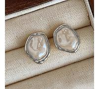 1 Coppia Di Orecchini In Rame Con Perle Finte Di Stile Semplice E Dolce Dalla Forma Geometrica Asimmetrica Alla Moda, Adatti Per Uso Quotidiano Delle Donne Tagli UnicaLega di zinco
