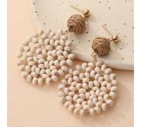 1 Coppia di orecchini intrecciati con perline in stile boho beige, orecchini bohémien chic, design unico e versatile adatti per spiaggia, vacanza estiva, festival musicali, ritrovi con amiche, outfit 