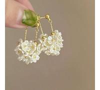 1 Coppia di orecchini lunghi con catena metallica, fiore e nappine, orecchini eleganti e alla moda personalizzati per donne e ragazze, adatti per viaggi, matrimoni, feste, compleanni, regali di Natale