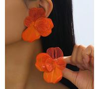 1 Coppia di orecchini pendenti con fiore in metallo dalla texture elegante e alla moda, adatti per outfit quotidiani e da festa delle donne Tagli UnicaLega di ferro
