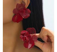 1 Coppia di orecchini pendenti con fiore in metallo dalla texture elegante e alla moda, adatti per outfit quotidiani e da festa delle donne Tagli UnicaLega di ferro