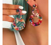 1 Coppia di orecchini pendenti in acrilico colorati, alla moda ed eleganti, adatti per le donne, esagerati e personalizzati, vintage, orecchini di dichiarazione (il colore dell'immagine potrebbe esser