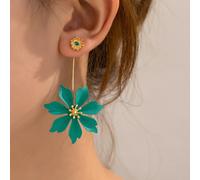1 coppia di orecchini pendenti lunghi con fiori dal design sofisticato e alla moda, color metallico dopamina, regalo ideale per San Valentino, mamma, madre, festa della mamma Tagli UnicaFerro
