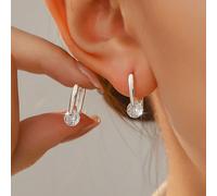 1 Coppia di orecchini rotativi eleganti e versatili con geometrie e zirconi, adatti per uso quotidiano, pendolarismo e look casual Tagli UnicaRame