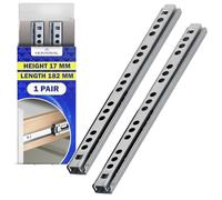 1 Coppia Guide per Cassetti con Cuscinetti a Sfera 182 mm x H 17 mm - Telescopiche Guide Cassetti Scorrevoli Hanno Un'estensione Parziale di 125 mm - Garanzia di 10 Anni - MONTERAL