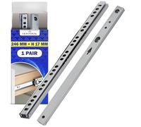 1 Coppia Guide per Cassetti con Cuscinetti a Sfera 246 mm x H 17 mm - Telescopiche Guide Cassetti Scorrevoli Hanno Un'estensione Parziale di 170 mm - Garanzia di 10 Anni - MONTERAL
