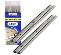 1 Coppia Guide per Cassetti con Cuscinetti a Sfera 250 mm x H 35 mm - Telescopiche Guide Cassetti Scorrevoli All'estensione Totale - Garanzia di 10 Anni - MONTERAL