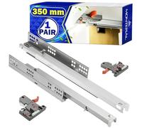 1 Coppia Guide per Cassetti Telescopiche 350 mm Telescopiche Guide Cassetti Scorrevoli All'estensione Totale - con Funzione di Chiusura Silenziosa - Garanzia di 10 Anni - MONTERAL