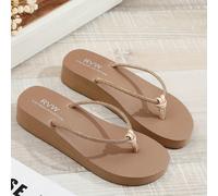 1 Coppia Infradito Con Strass In Cristallo A Punta Aperta, Usura Esterna Da Spiaggia Studentesca, Ciabatta Antiscivolo Piatta/Medio Tacco CN35,CN36,CN37,CN38,CN39,CN40Colore unico,Tropicale,stampa dap