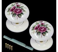 1 Coppia White porcelain Pomello Porta Set Glamis Design Rosa