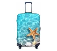 1 copribagagli da viaggio con stella marina e conchiglie sulla spiaggia - Elasticità coperture per valigie protezione per bagagli 45-81 cm, Nero , M