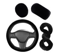 1 Coprivolante In Peluche, 1 Copertura Del Cambio E 1 Copertura Del Freno A Mano, Coprivolante Elastico Morbido, Accessori Per La Decorazione Degli Interni Dell'Auto