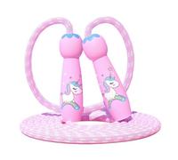 1 corda per saltare in pelle rosa per bambini, corda di cotone con comoda impugnatura, non si annodano o si avvolgono, regolabile in lunghezza, specifica per bambini e principianti