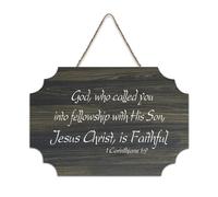1 Corinthians 1:9 God Who Called You Into Fellowship with His Son Jesus Christ Is Faithful Cartello rustico in legno da appendere per soggiorno, camera da letto, porta finestra della casa, 15,2 x 25,4