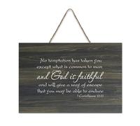 1 Corinthians 10:13 No Temptation Has Taken You Except What Is Common to Man And God Is Faithful And Wood Sign 6x10 Wall Art Rustico Hanging Placche in legno per porta d'ingresso soggiorno