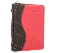1 Corinthians 13:4-8 Fabric Large Pink/Brown Bible Cover