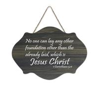 1 Corinthians 3:11 No One Can Lay Any Other Foundation Other Than The One Already Laid which is Jesu Hanging Wall Placca in legno Rustico Cartello artistico da parete in legno Poster Artigianale Nuovo