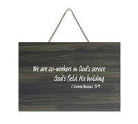 1 Corinthians 3:9 We Are Co Workers in God's Service God's Field His Building Farmhouse Cartello in legno con scritta in inglese "We Are Co Workers in God's Service", decorazione per la casa, 15,2 x