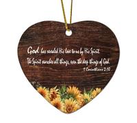 1 Corinzi 2:10 Dio ha rivelato il suo amore a noi con il suo spirito, lo spirito cerca tutte le cose Cuore Ornamento di Natale in ceramica per albero di Natale Inverno Capodanno Vacanze Souvenir