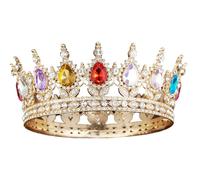 1 corona, corona di compleanno, diadema, matrimonio, corona principessa, tiara dorata per sposa, cerimonia nuziale, festa di compleanno, servizio fotografico, 15 x 15 x 5,5 cm