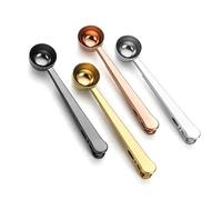 1 cucchiaino da caffè in acciaio inox con clip due in uno clip per latte in polvere cucchiaio dosatore cucina cibo clip di chiusura moda