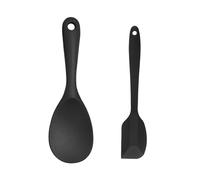 1 cucchiaio da riso e 1 raschietto, cucchiaio in silicone, cucchiaio da cucina, cucchiaio con manico lungo, cucchiaio da riso da cucina, cucchiaio da riso antiaderente, cucchiaio da riso per cuoci