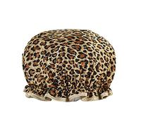 1 cuffia da doccia riutilizzabile tappo da bagno, doppio ispessimento impermeabile (stampa leopardata)