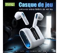 1 Cuffia sportiva HTC NE49 con design open-back, supporta più lingue, con display di illuminazione di rete, design OWS elegante, costruzione confortevole e leggera, con microfono integrato, strumenti 