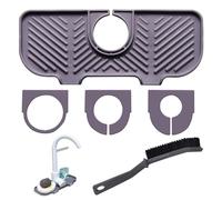 1 cuscino di scarico per lavello con 3 fori con fibbia e 1 spazzola per la pulizia, set di protezione per lavello, cuscino per lo scarico dell'acqua, cuscino in silicone, tappetino assorbente, adatto