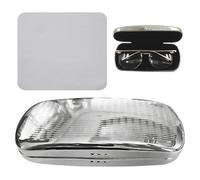 1 custodia per occhiali da donna, 1 panno grigio chiaro, custodia per occhiali con foro di scarico, custodia rigida per occhiali da uomo, custodia per occhiali da sole (argento), argento, no