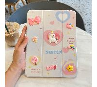 1 Custodia pieghevole in PU rosa a forma di cuore e mela con funzione supporto e slot per penna, compatibile con modelli iPad iPad Mini 1/2/3(7.9-inch),iPad Air 2013(9.7-inch),iPad Air2 2014(9.7-inch)