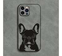1 Custodia protettiva per telefono in morbida pelle grigia, antiorma, antiurto, con disegno a bulldog, compatibile con 11/12/13/14/15/16/16e/Xs/Xr/8p/7p/7/8, Galaxy, Redmi, OPPO, Vivo, Infinix Galaxy