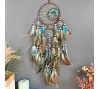 1 Decorazione appesa Albero della vita con Dreamcatcher turchese, Decorazione da parete con piume colorate, Accessorio per la casa, Decorazione per stanza, Decorazione da parete Tagli UnicaPiume di po