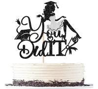 1 decorazione per torta di laurea 2026 con glitter per ragazze, esame di laurea, decorazione per torta di laurea 2026, topper per torta con scritta "You Did It" per feste a tema, decorazione per torte